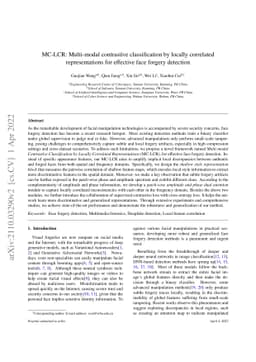 MC-LCR: Multi-modal contrastive classification by locally correlated
  representations for effective face forgery detection