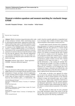 Moment evolution equations and moment matching for stochastic image
  EPDiff