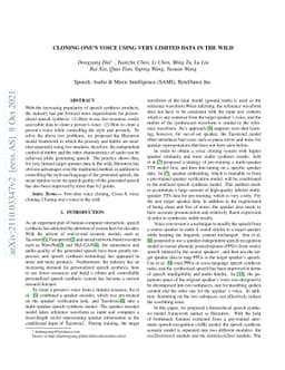 Cloning one's voice using very limited data in the wild
