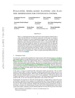 Evaluating model-based planning and planner amortization for continuous
  control