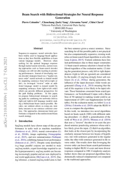 Beam Search with Bidirectional Strategies for Neural Response Generation