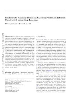 Multivariate Anomaly Detection based on Prediction Intervals Constructed
  using Deep Learning