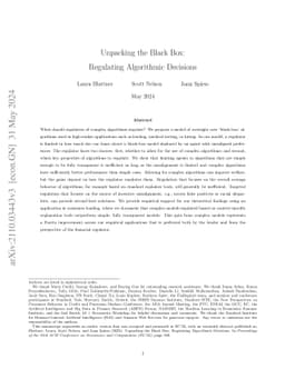 Unpacking the Black Box: Regulating Algorithmic Decisions