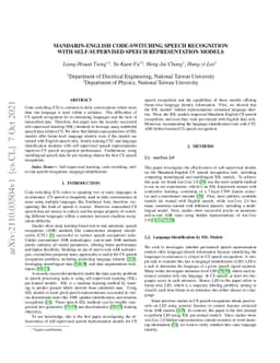 Mandarin-English Code-switching Speech Recognition with Self-supervised
  Speech Representation Models