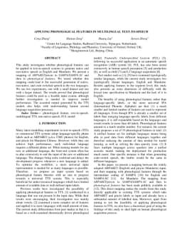 Applying Phonological Features in Multilingual Text-To-Speech