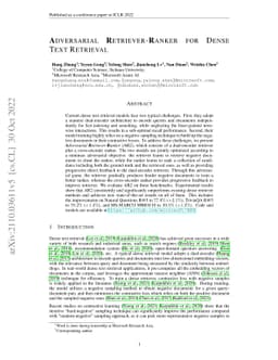 Adversarial Retriever-Ranker for dense text retrieval