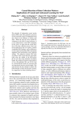 Causal Direction of Data Collection Matters: Implications of Causal and
  Anticausal Learning for NLP