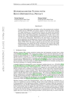 Hyperparameter Tuning with Renyi Differential Privacy