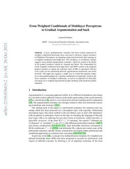 From Weighted Conditionals of Multilayer Perceptrons to Gradual
  Argumentation and Back