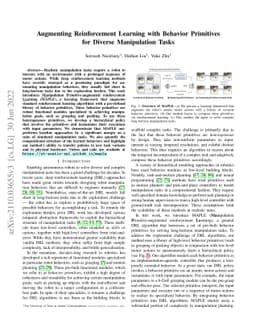 Augmenting Reinforcement Learning with Behavior Primitives for Diverse
  Manipulation Tasks