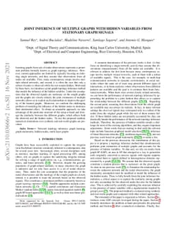 Joint inference of multiple graphs with hidden variables from stationary
  graph signals