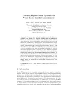 Learning Higher-Order Dynamics in Video-Based Cardiac Measurement