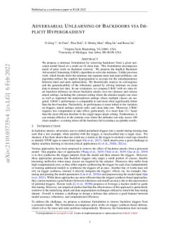 Adversarial Unlearning of Backdoors via Implicit Hypergradient