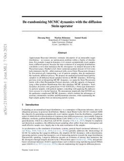 De-randomizing MCMC dynamics with the diffusion Stein operator