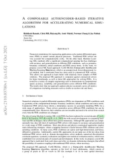 A composable autoencoder-based iterative algorithm for accelerating
  numerical simulations