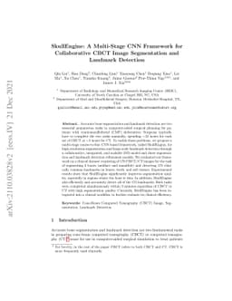 SkullEngine: A Multi-stage CNN Framework for Collaborative CBCT Image
  Segmentation and Landmark Detection