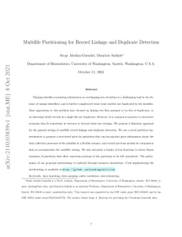 Multifile Partitioning for Record Linkage and Duplicate Detection