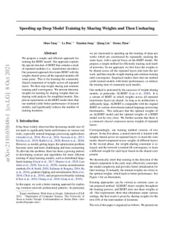 Speeding up Deep Model Training by Sharing Weights and Then Unsharing