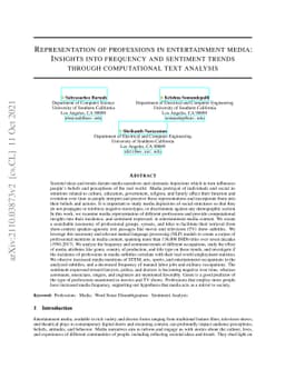 Representation of professions in entertainment media: Insights into
  frequency and sentiment trends through computational text analysis