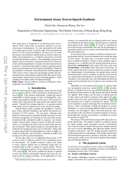 Environment Aware Text-to-Speech Synthesis