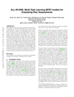 ALL-IN-ONE: Multi-Task Learning BERT models for Evaluating Peer
  Assessments