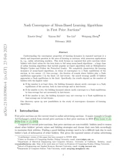 Nash Convergence of Mean-Based Learning Algorithms in First Price
  Auctions