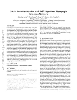 Social Recommendation with Self-Supervised Metagraph Informax Network