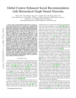 Global Context Enhanced Social Recommendation with Hierarchical Graph
  Neural Networks