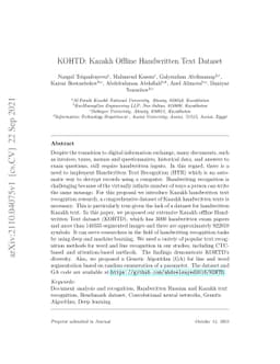 KOHTD: Kazakh Offline Handwritten Text Dataset