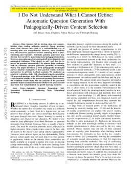 I Do Not Understand What I Cannot Define: Automatic Question Generation
  With Pedagogically-Driven Content Selection
