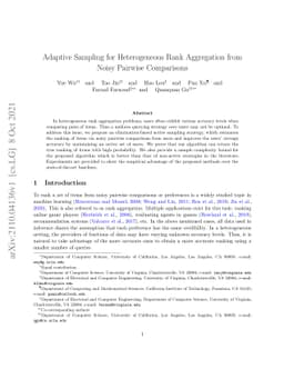 Adaptive Sampling for Heterogeneous Rank Aggregation from Noisy Pairwise
  Comparisons