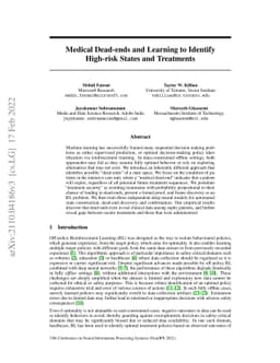 Medical Dead-ends and Learning to Identify High-risk States and
  Treatments