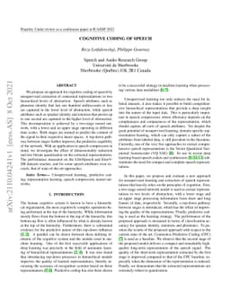 Cognitive Coding of Speech