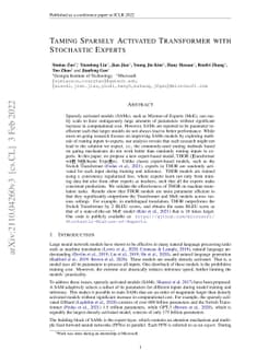Taming Sparsely Activated Transformer with Stochastic Experts