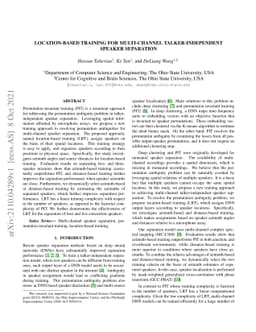 Location-based training for multi-channel talker-independent speaker
  separation