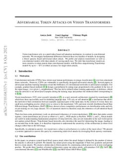 Adversarial Token Attacks on Vision Transformers