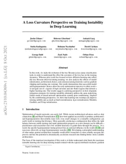 A Loss Curvature Perspective on Training Instability in Deep Learning