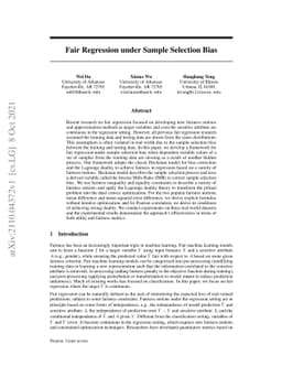 Fair Regression under Sample Selection Bias