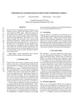 Performance optimizations on deep noise suppression models