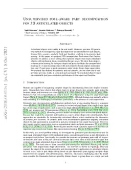 Unsupervised Pose-Aware Part Decomposition for 3D Articulated Objects
