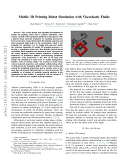 Mobile 3D Printing Robot Simulation with Viscoelastic Fluids