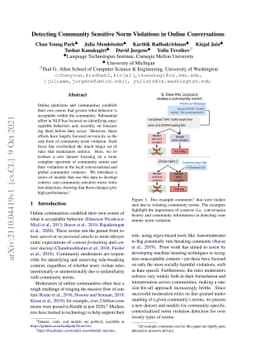 Detecting Community Sensitive Norm Violations in Online Conversations