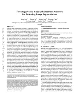 Two-stage Visual Cues Enhancement Network for Referring Image
  Segmentation