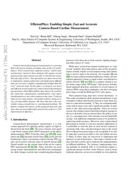 EfficientPhys: Enabling Simple, Fast and Accurate Camera-Based Vitals
  Measurement