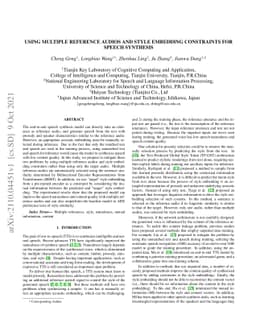 Using multiple reference audios and style embedding constraints for
  speech synthesis