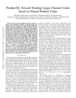 ProductAE: Towards Training Larger Channel Codes based on Neural Product
  Codes