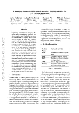 Leveraging recent advances in Pre-Trained Language Models
  forEye-Tracking Prediction