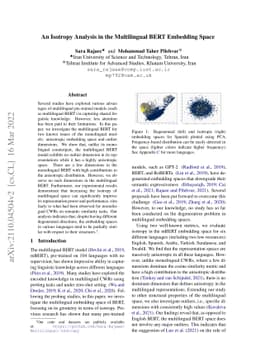 An Isotropy Analysis in the Multilingual BERT Embedding Space