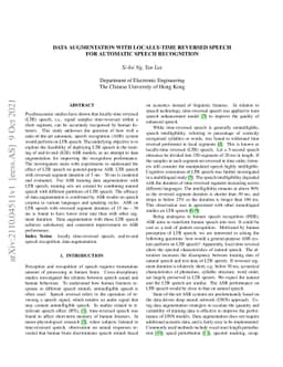 Data Augmentation with Locally-time Reversed Speech for Automatic Speech
  Recognition