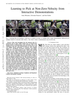 Learning to Pick at Non-Zero-Velocity from Interactive Demonstrations